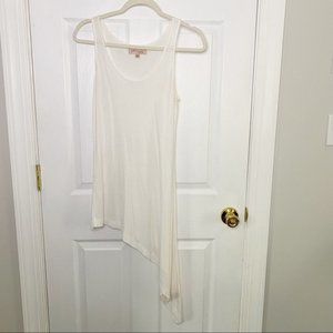 PHILOSOPHY Asymmetrical Hem White Long Super Soft Tank